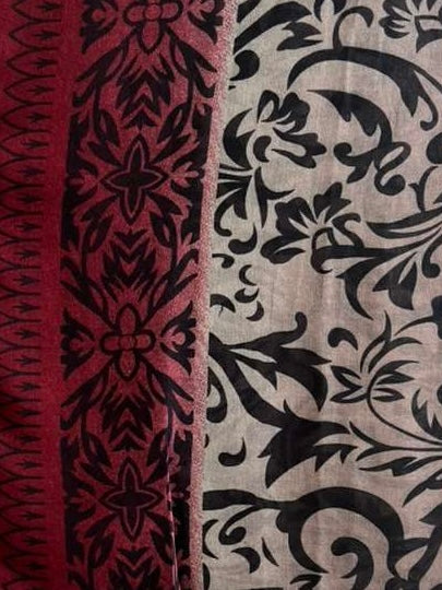 Intense red & white-black pattern modal hijab