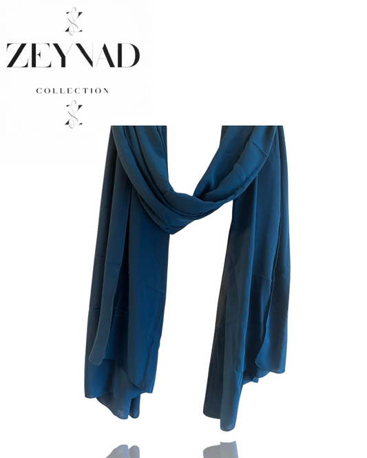 Blazing pale navy chiffon hijab