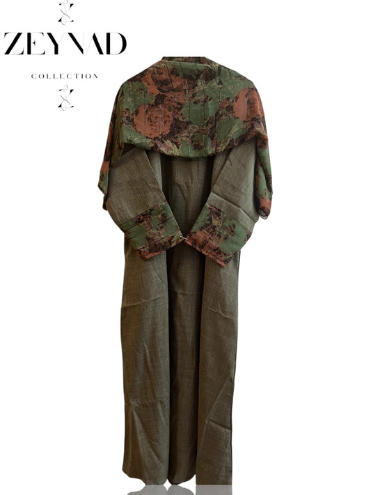 Intense nature-brown matching dress & hijab set