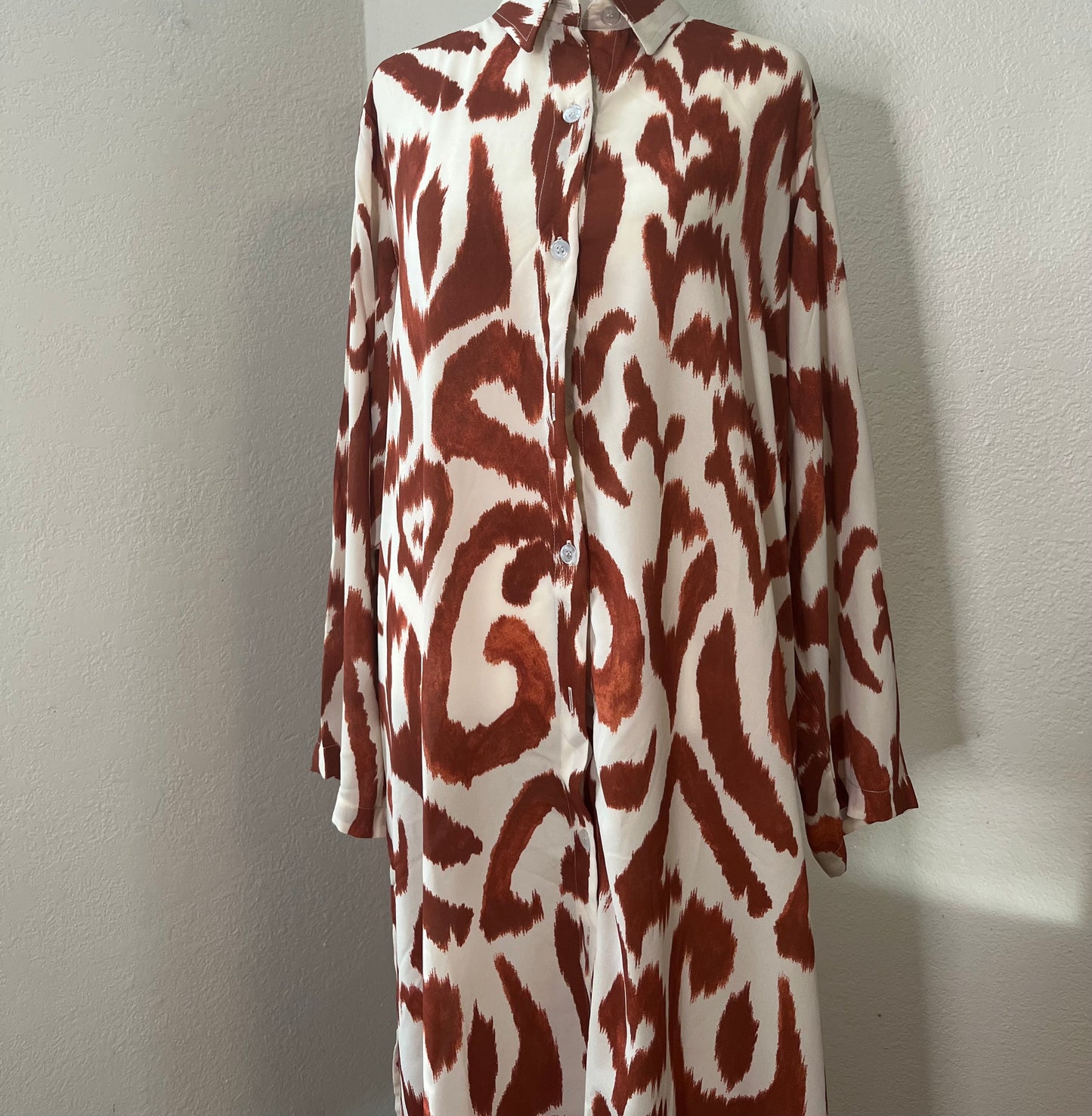 Orange & White Buttoned Dress