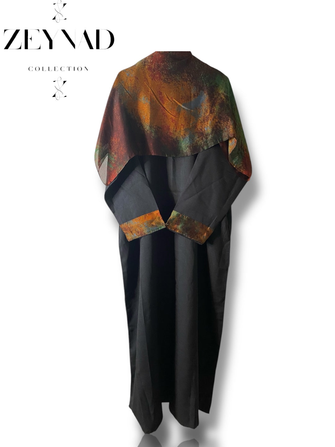 Black celestial orange matching dress & hijab set