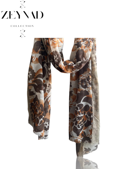 Light Orange & White Dim Modal Hijab