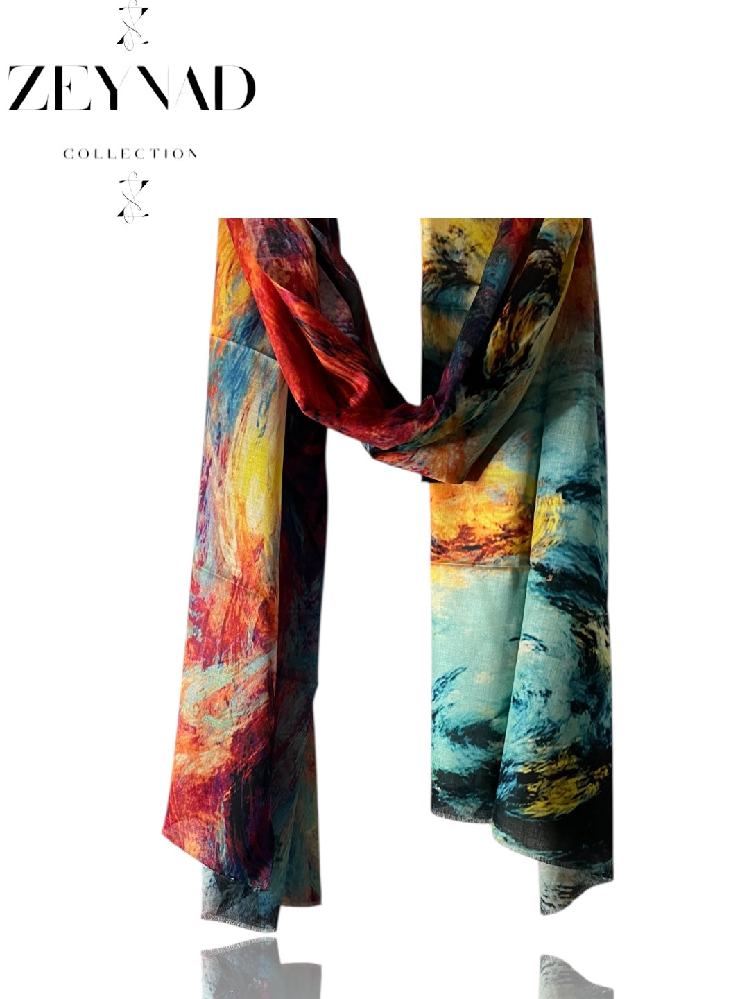 Faded sea & forest glow faded watercolor modal hijab