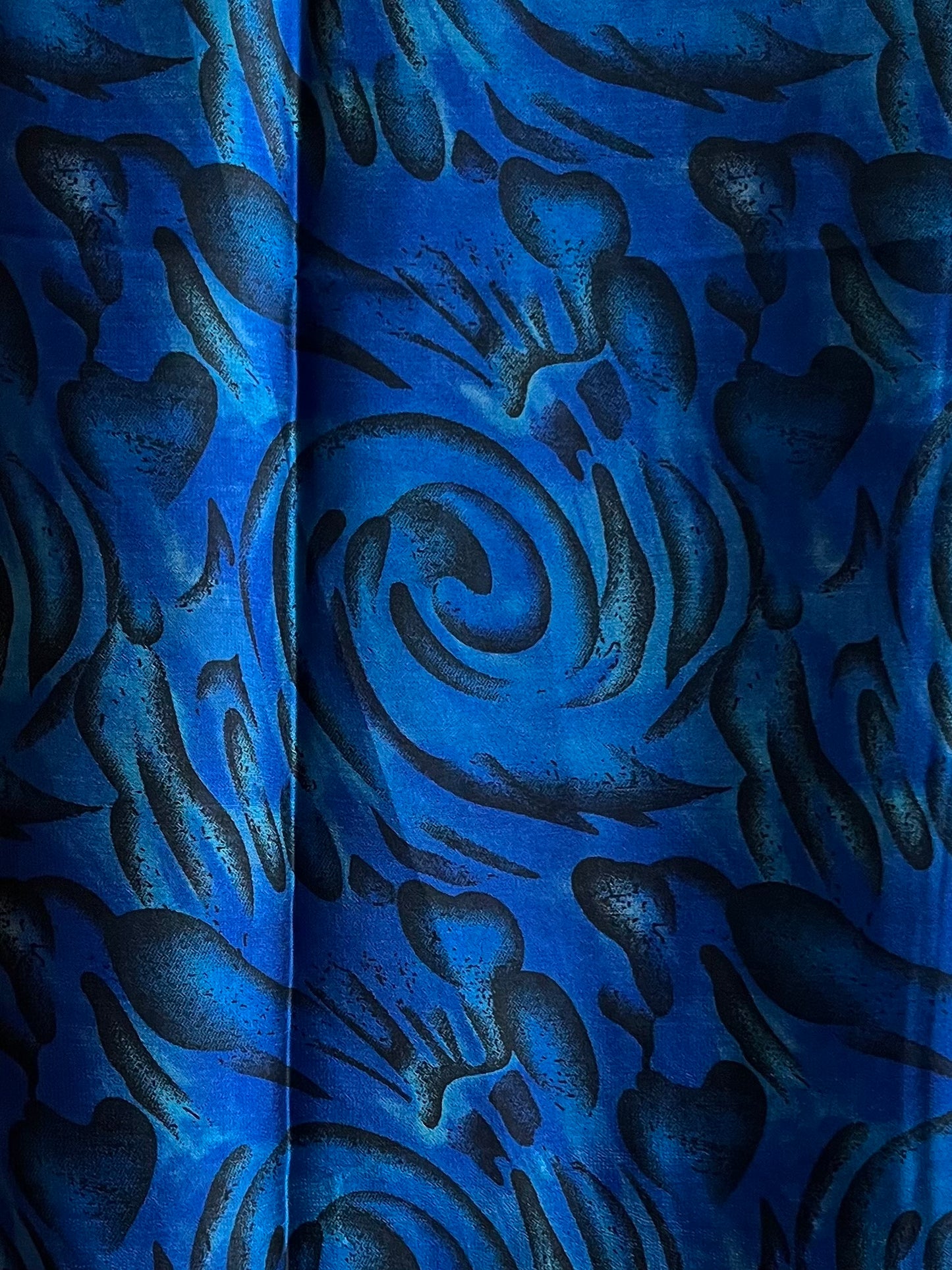 Intense deep sun blue & black-turquoise swirl chiffon hijab