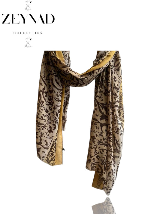 Intense sun light & black pattern modal hijab