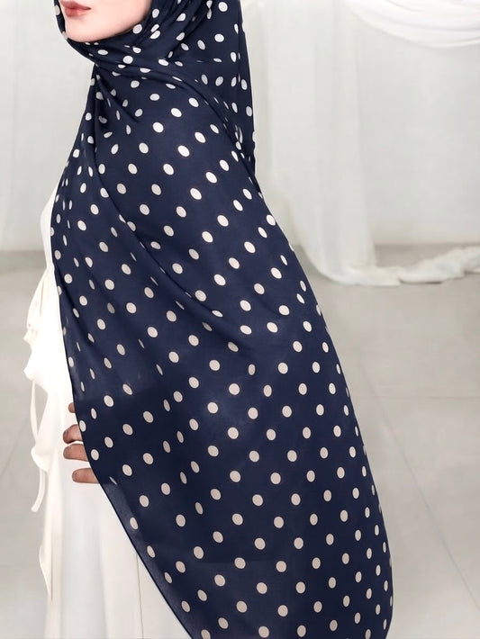 Navy ZEYNAD polka dot chiffon