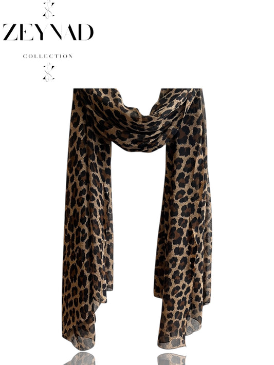 Arctic mocha grey snow leopard print hijab