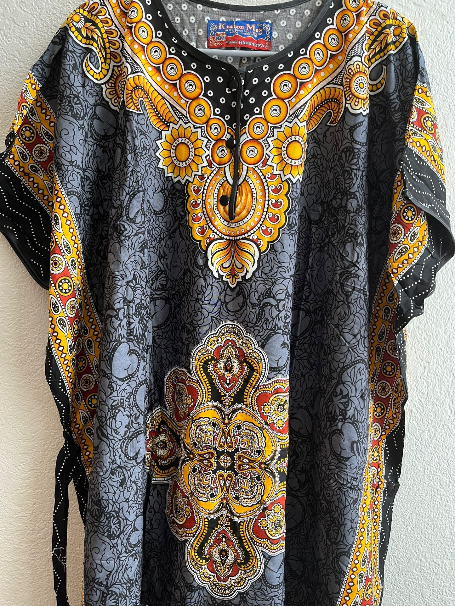 Patterned yellow & black dress