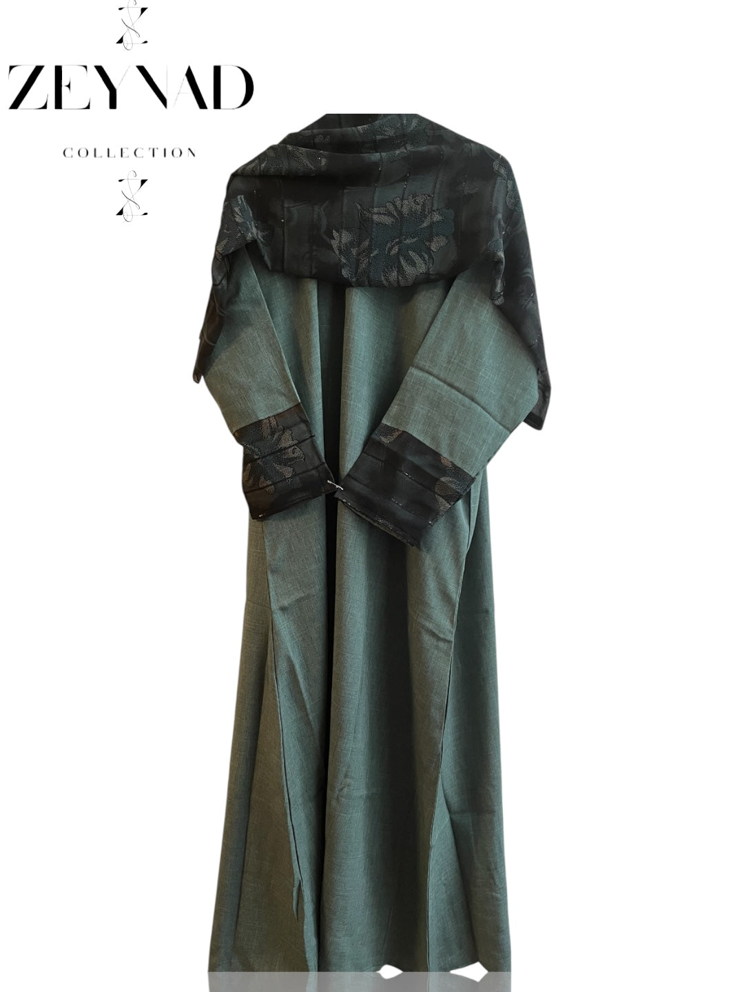Intense faded-green matching dress & hijab set