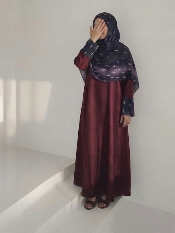 Crimson Lavender deer matching dress & hijab set