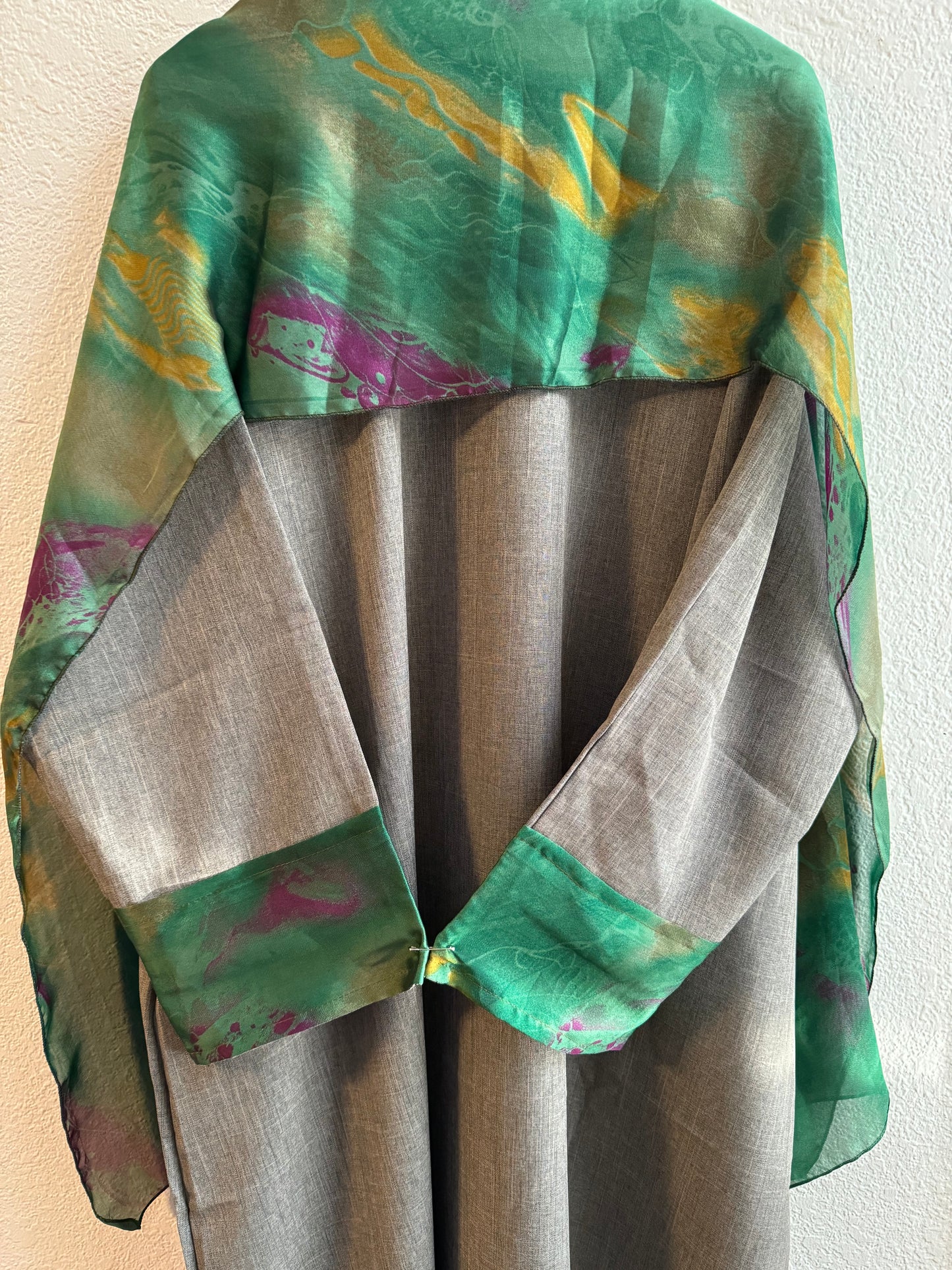 Starlight grey & green matching dress & hijab set