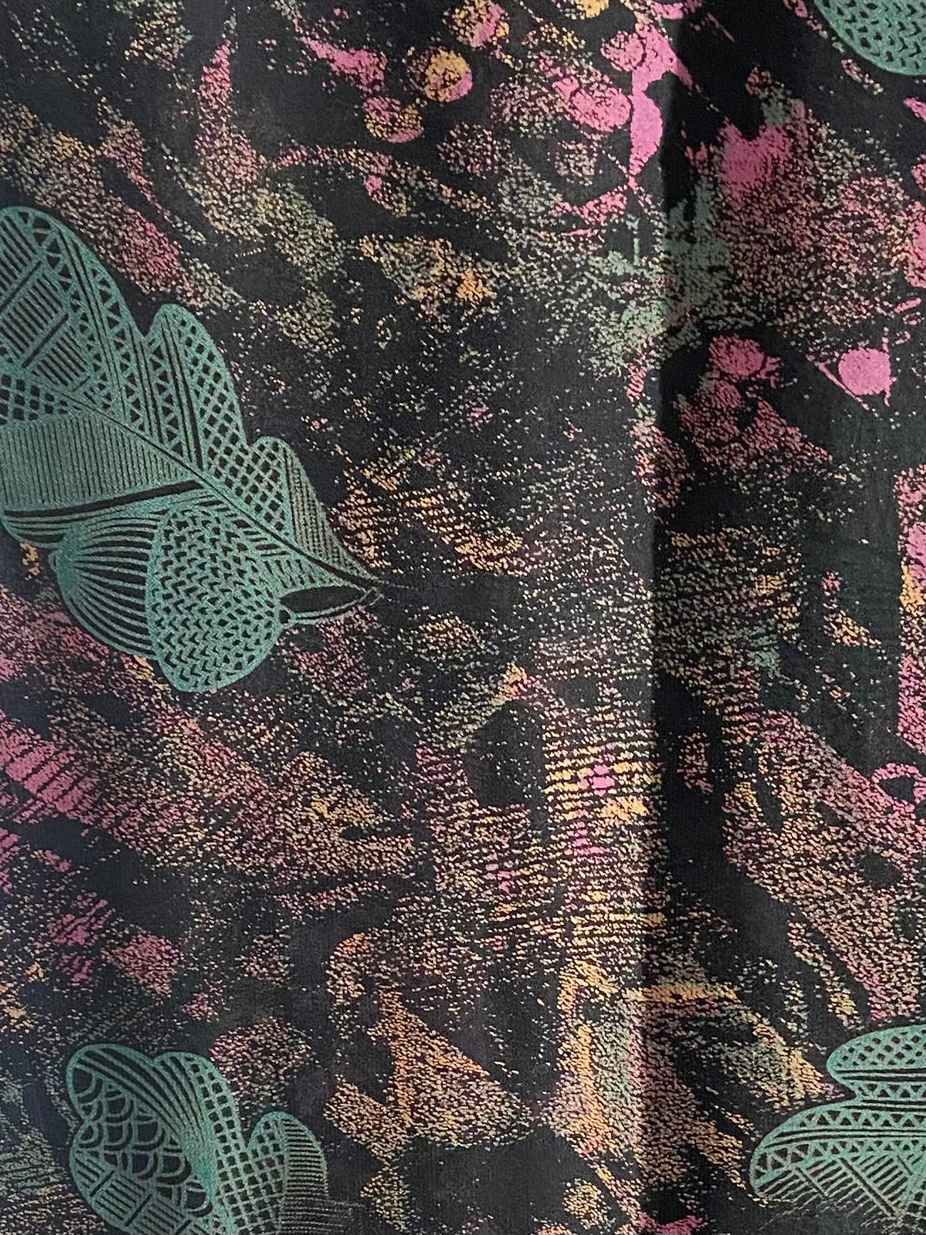 Forest teal leaf & black chiffon hijab