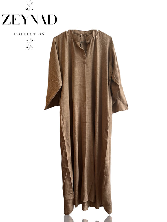 Dust Brown Summer Linen Dress