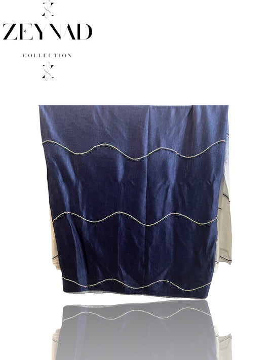 Deep navy blue & faded white ombré jersey hijab