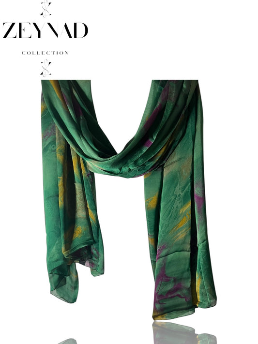 Green & Yellow Mixture Chiffon Hijab