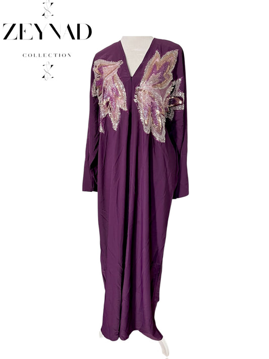 Vivid Purple butterfly limited open Abaya