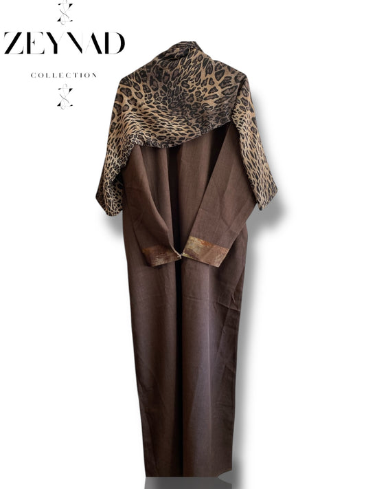Cheetah & brown matching dress & hijab set