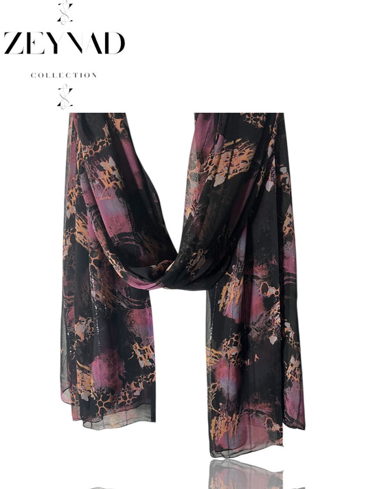 Fire Purple & Orange Mirage Chiffon Hijab