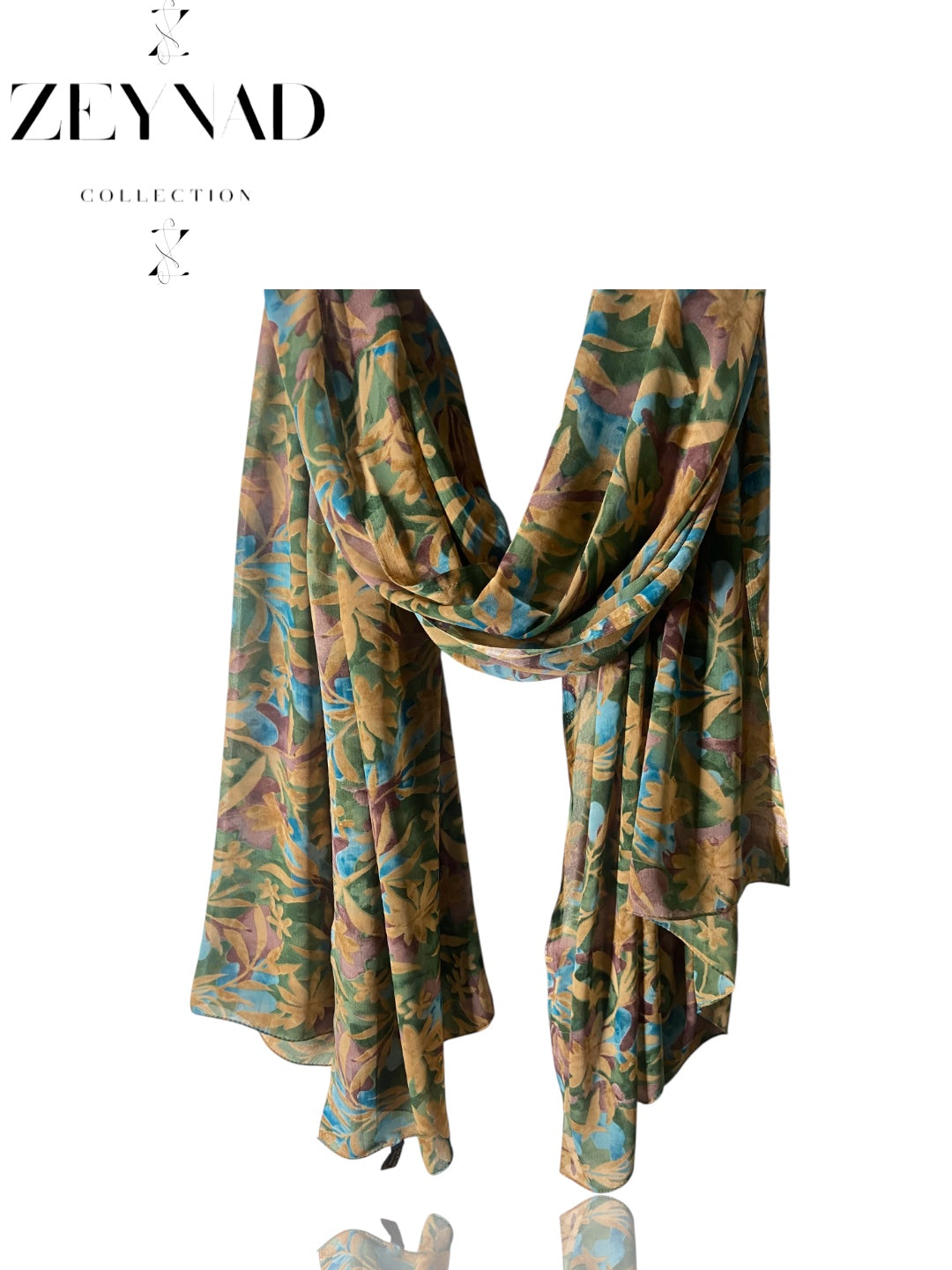 Floral yellow & green garden chiffon hijab