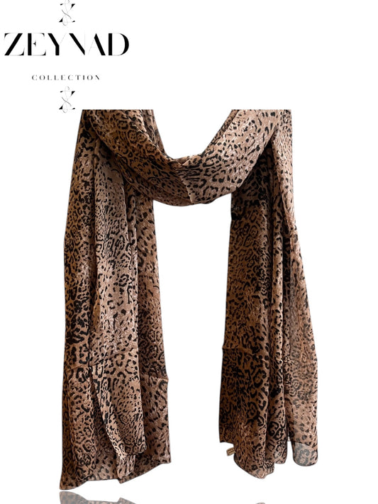 Arctic beige pink snow leopard print hijab