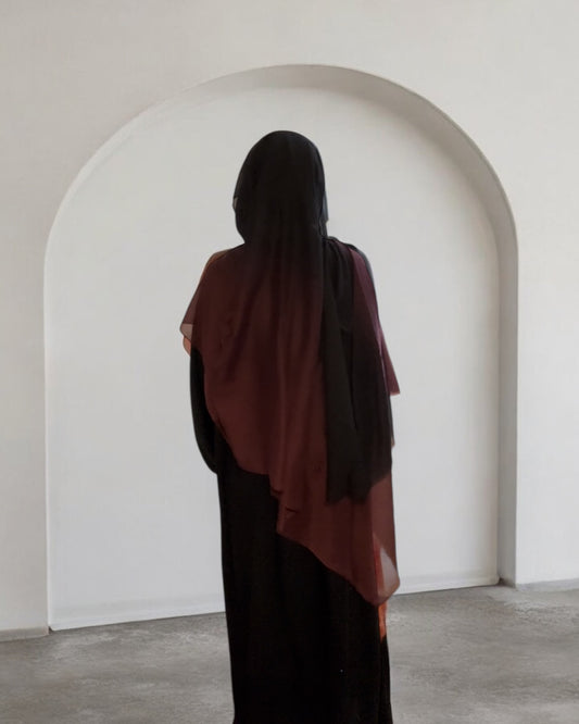 Sunset black & deep red Modal hijab