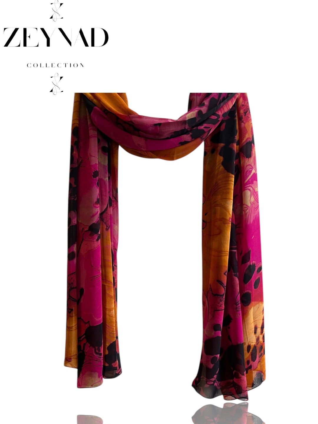 Intense electric deep pink & black swirl chiffon hijab
