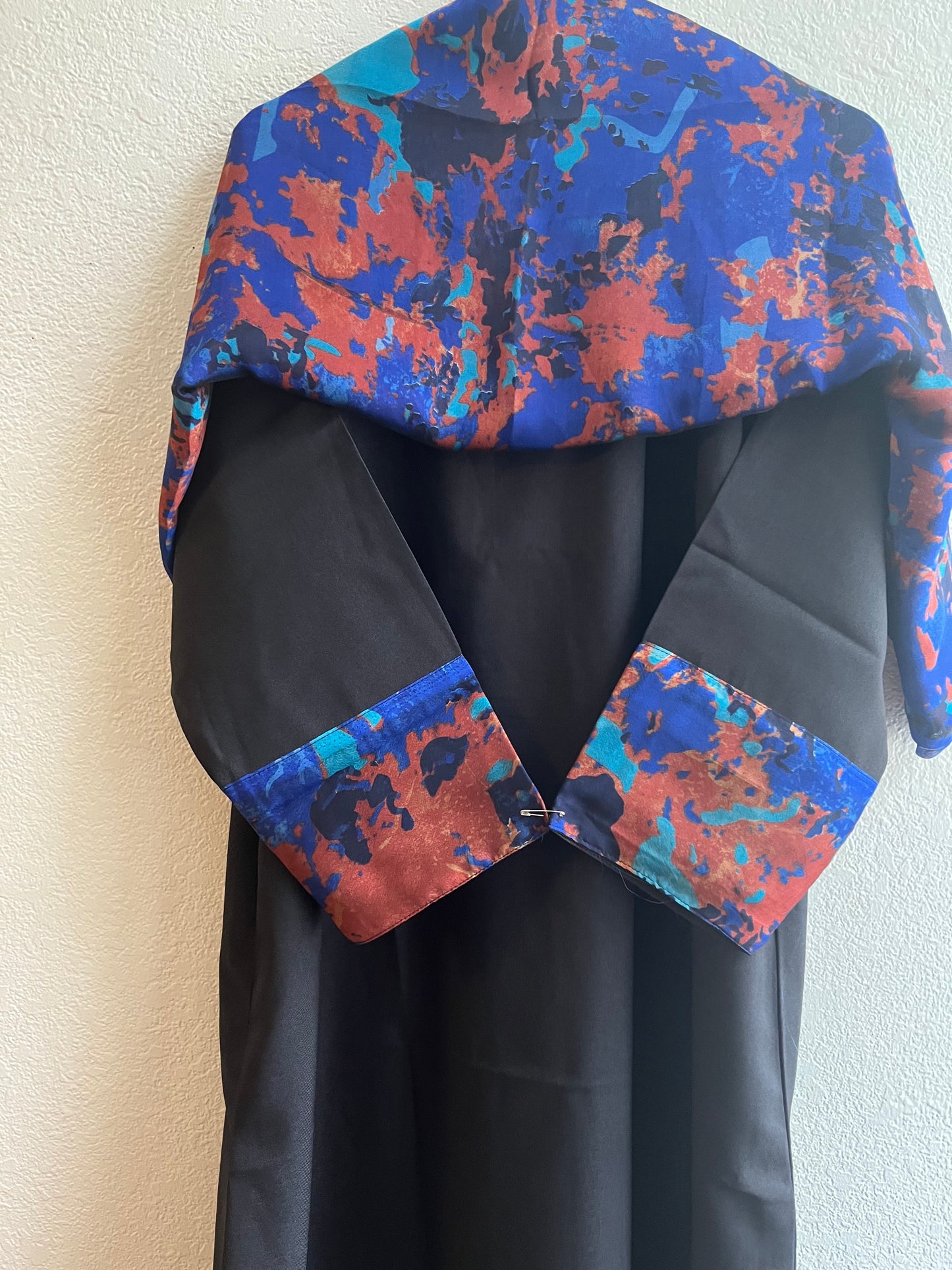 Black & navy blue camouflage matching dress & hijab set