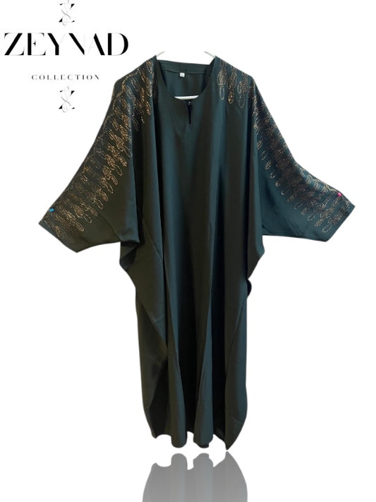 Premium Green & Gold Closed Abaya with Scarf
