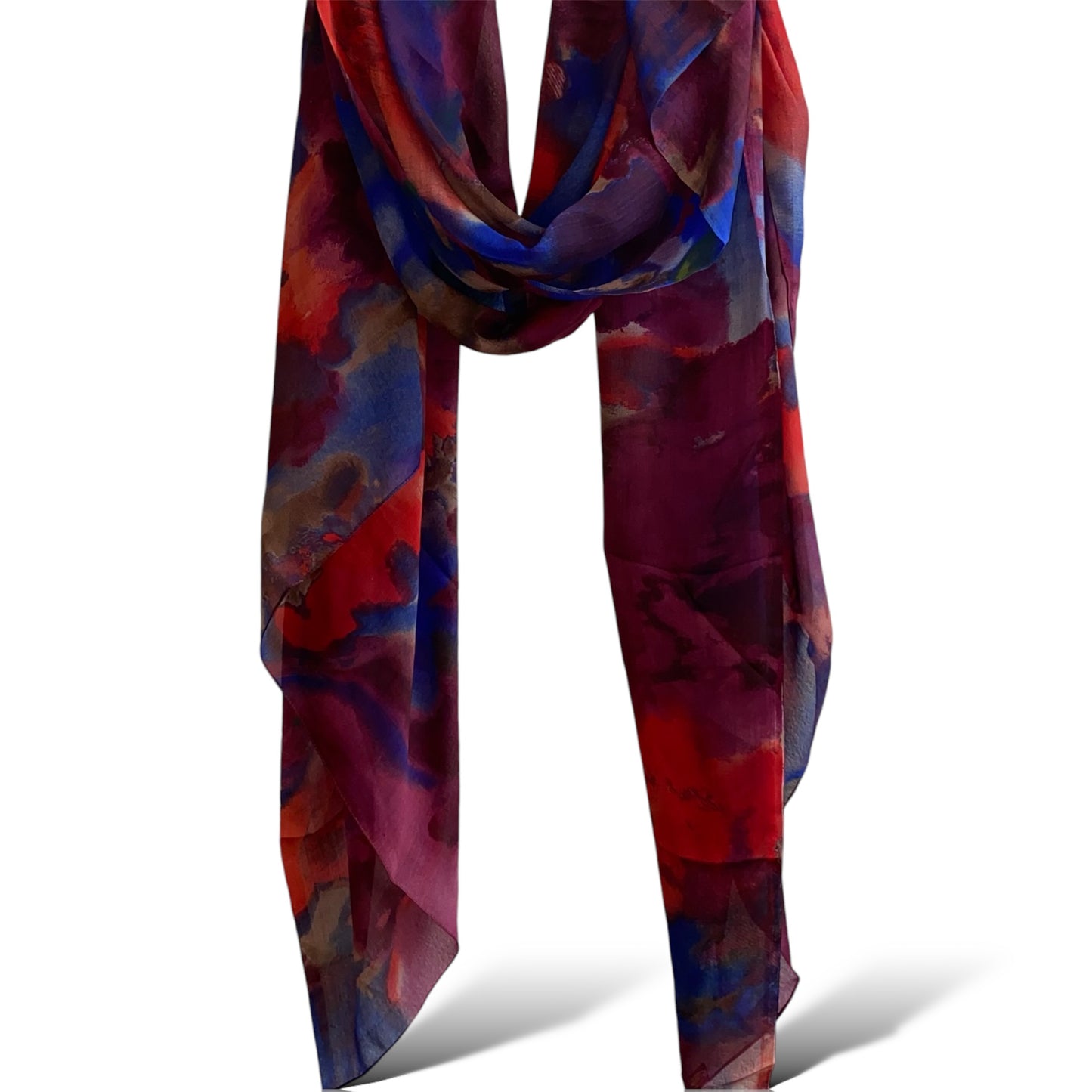 Mixture pink & blue Floral watercolor chiffon hijab