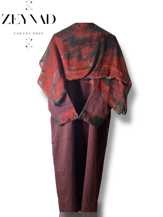 Purple & berry red matching dress & hijab set