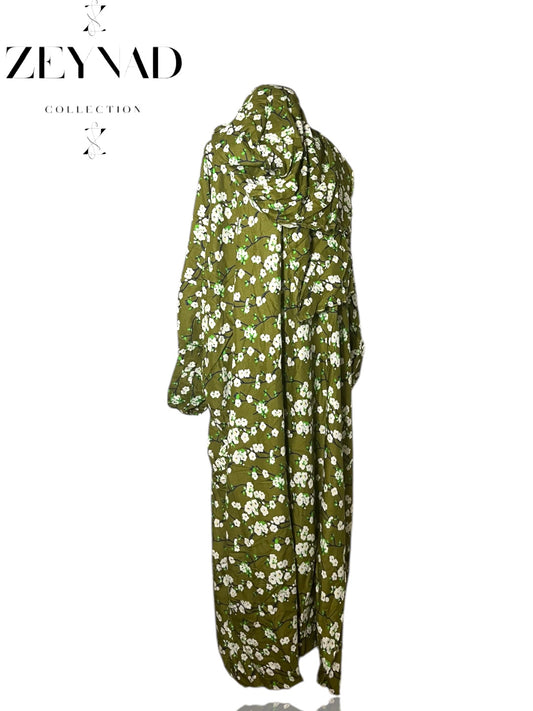 Green tree & white flower flow prayer set