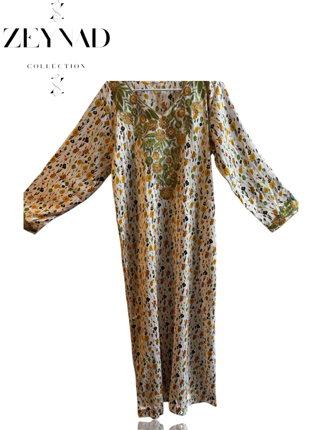 Green & Yellow Flow Jalabiya dress COMES WITH FREE HIJAB