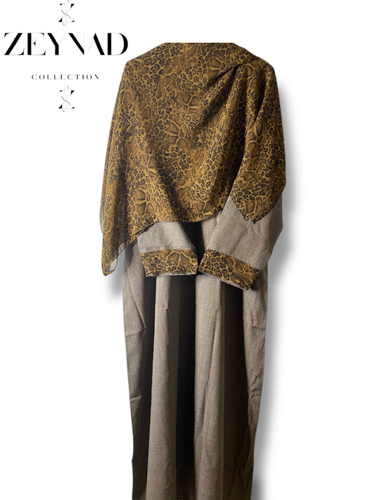 Brown cheetah matching dress & hijab set