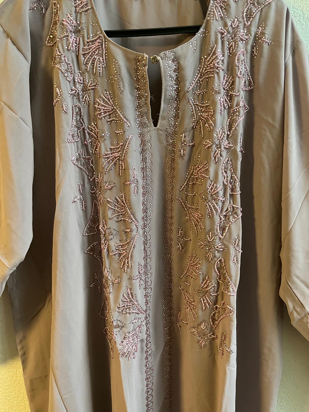 Premium Light Pink Closed Double Chiffon Abaya