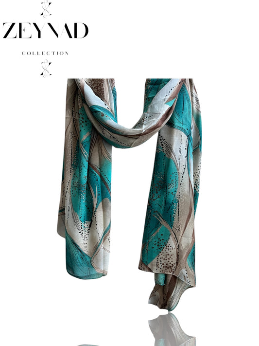 Vivid spring sea teal chiffon