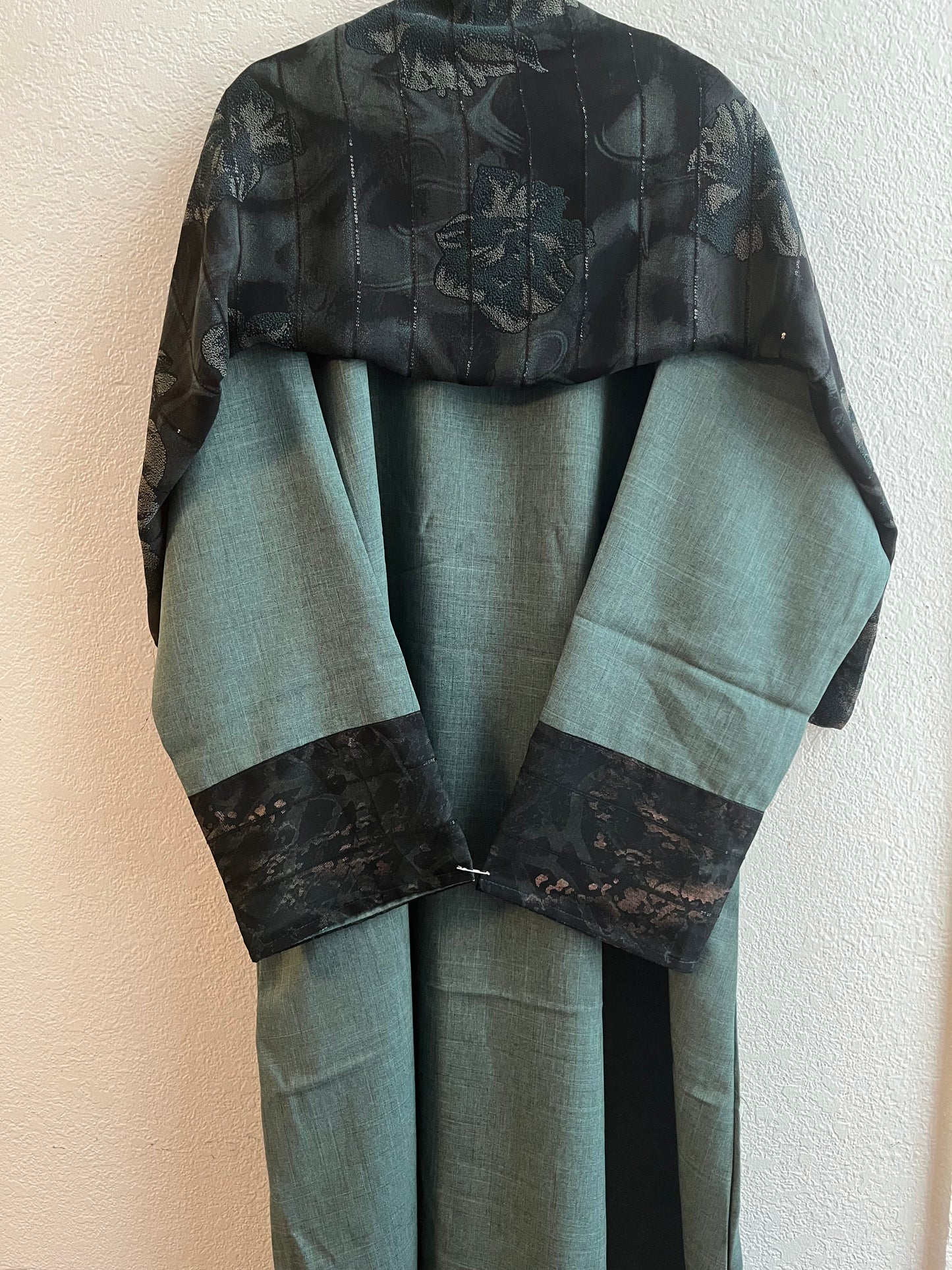 Intense midnight-green matching dress & hijab set