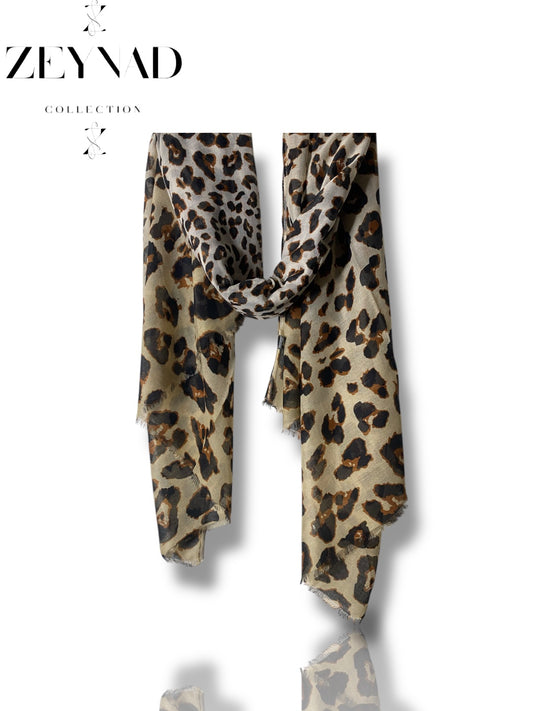 Double Colored Brown & Grey Cheetah print Hijab