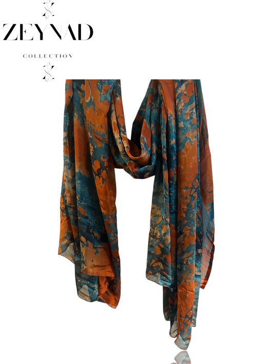 Teal Pumpkin Shadow Blossom Chiffon Hijab