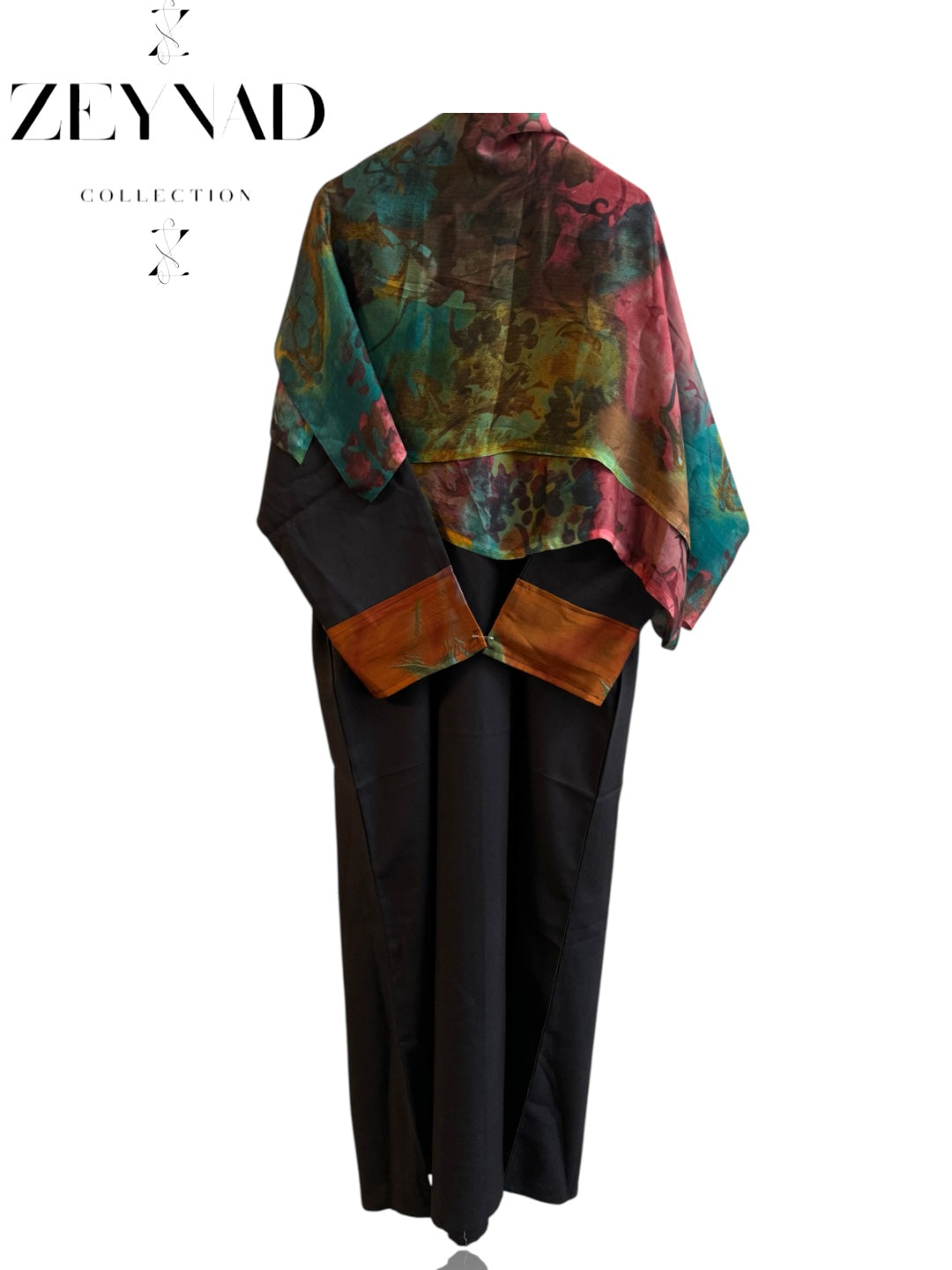 Starlight black orange matching dress & hijab set