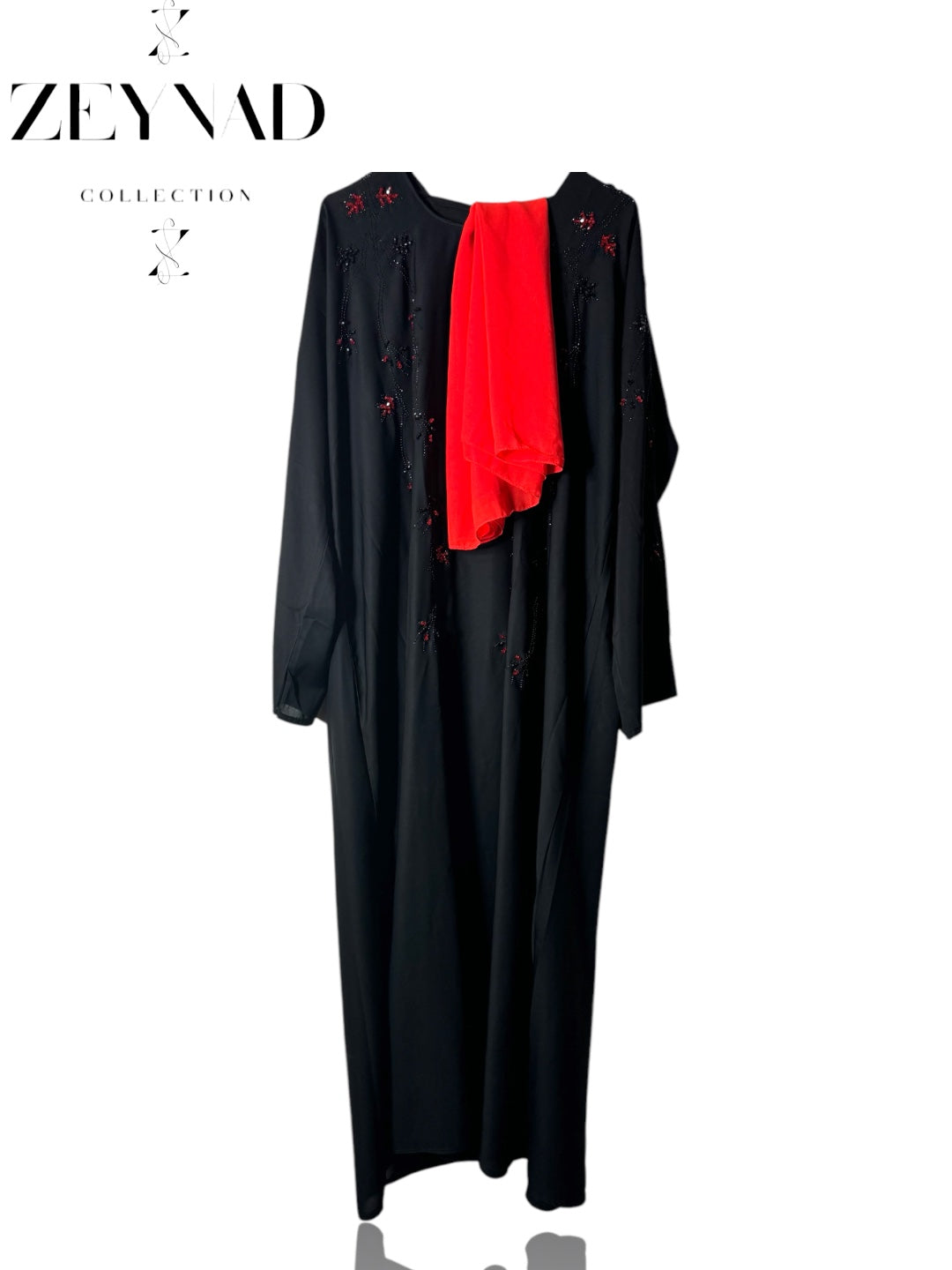 Black & Red Closed Abaya