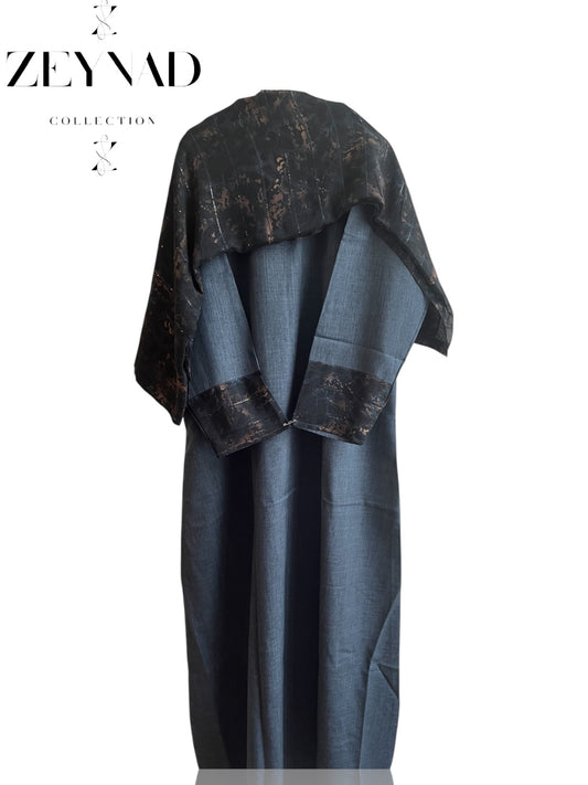 Intense navy blue-black matching dress & hijab set