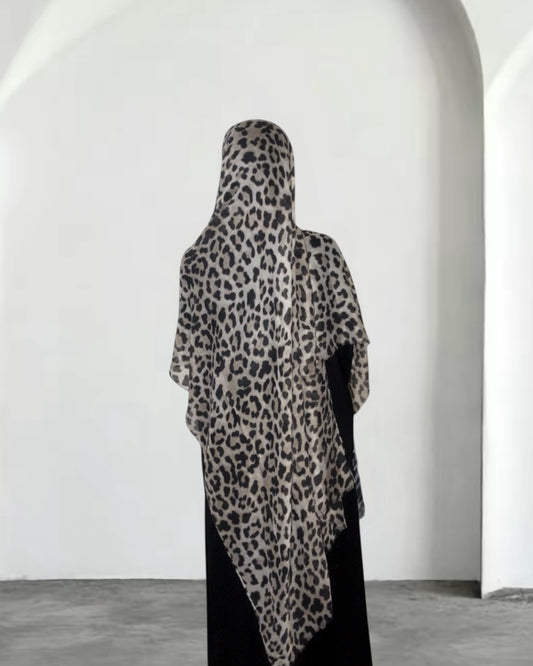 Deep brown sea cheetah print hijab