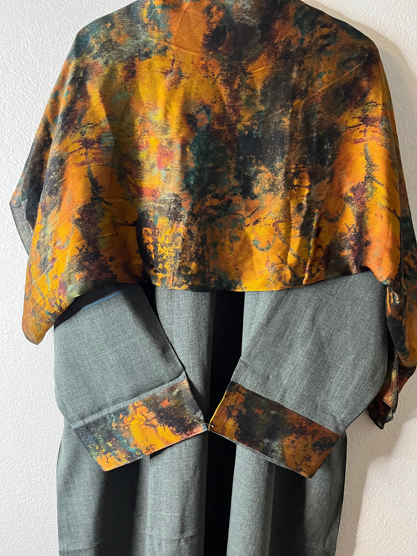 Dark Blue mixture orange matching dress & hijab set