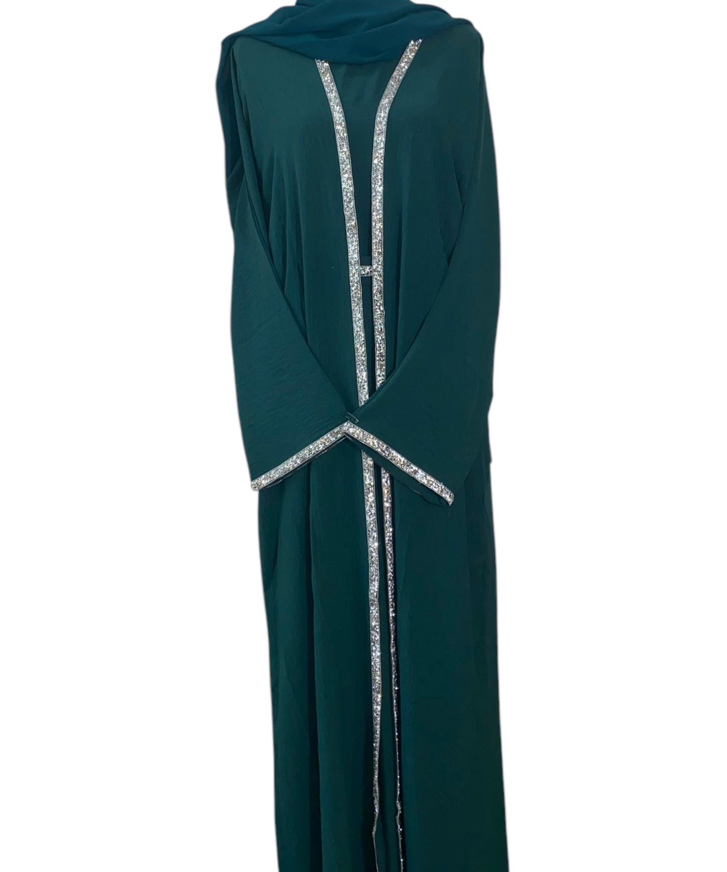 Emerald trim wave four piece Abaya