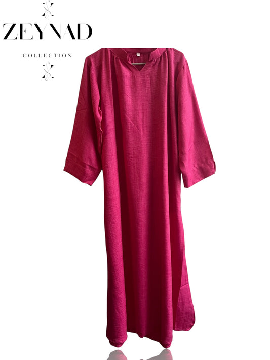 Summer Hot pink Linen Dress