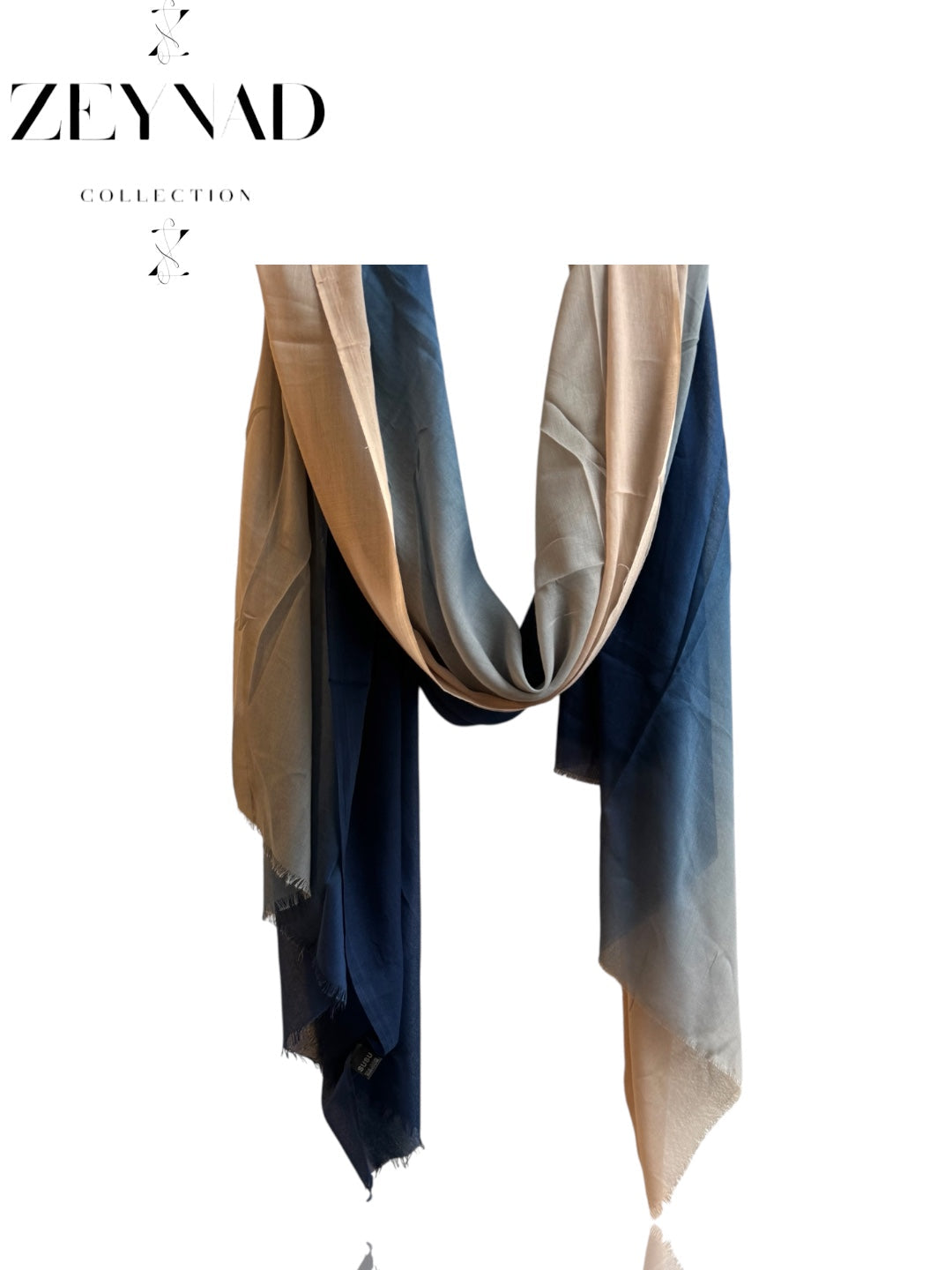 Gradient dark blue & beige ombré modal hijab