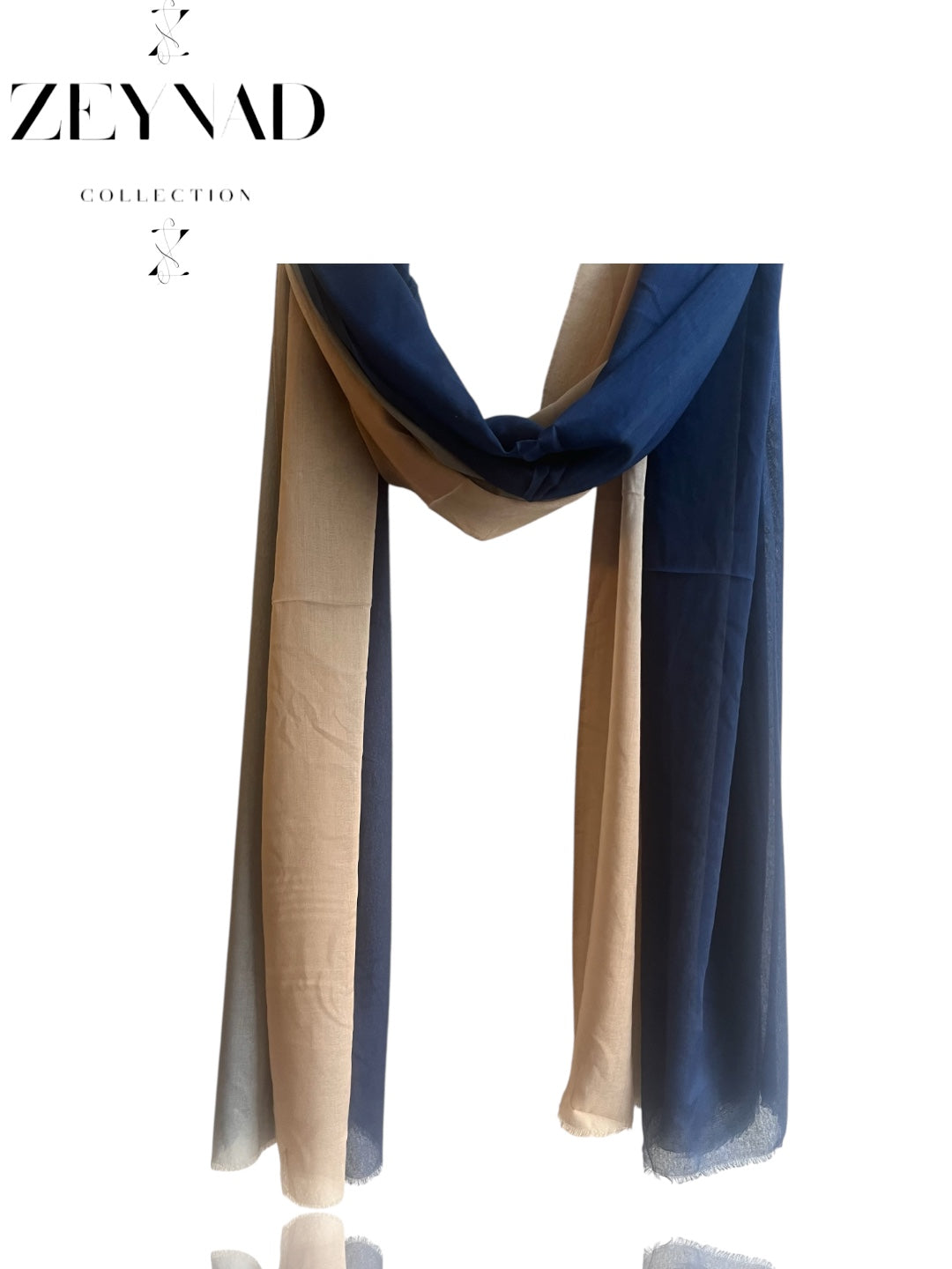 Gradient dark blue & beige ombré modal hijab