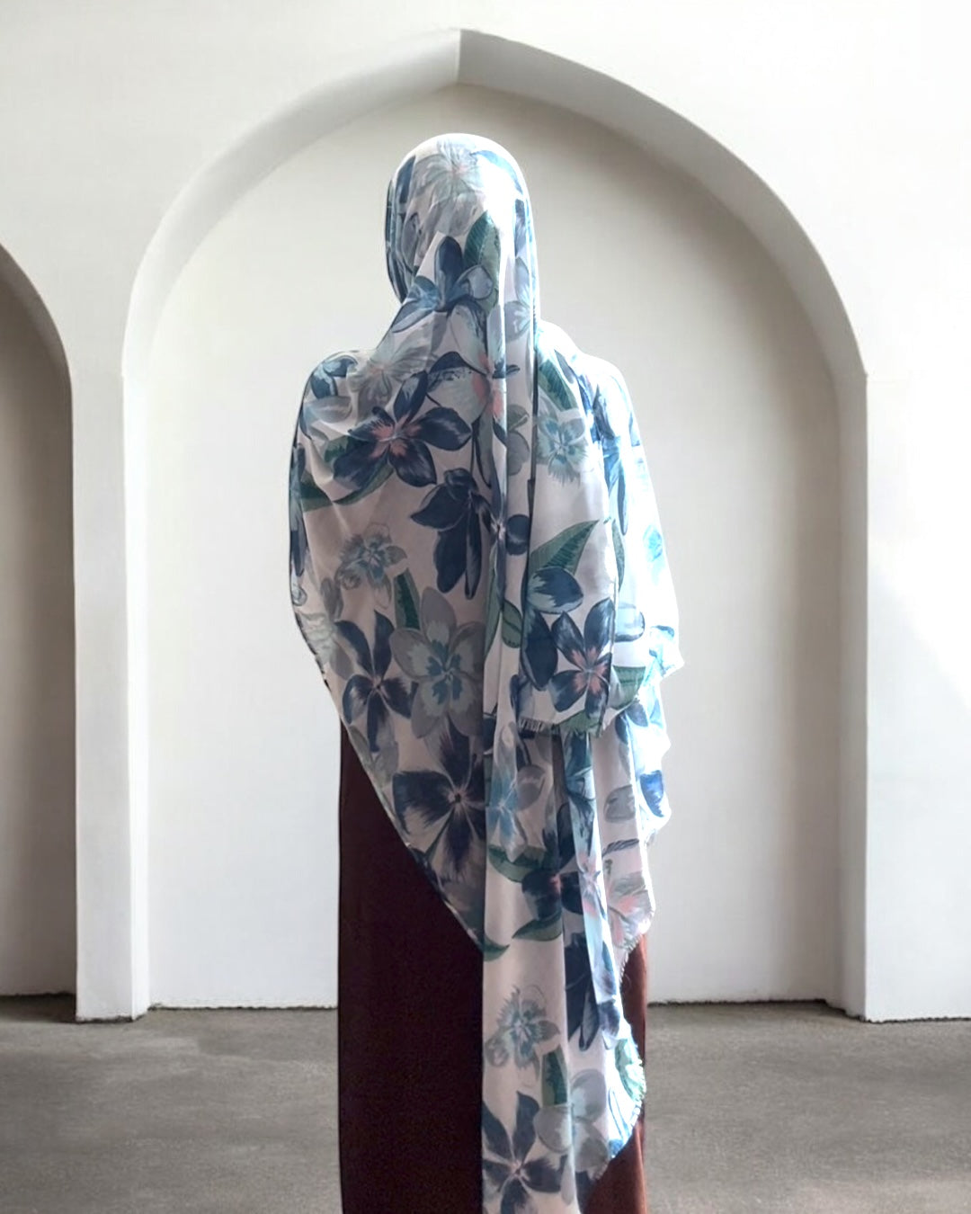 Light Blue Floral Modal Hijab