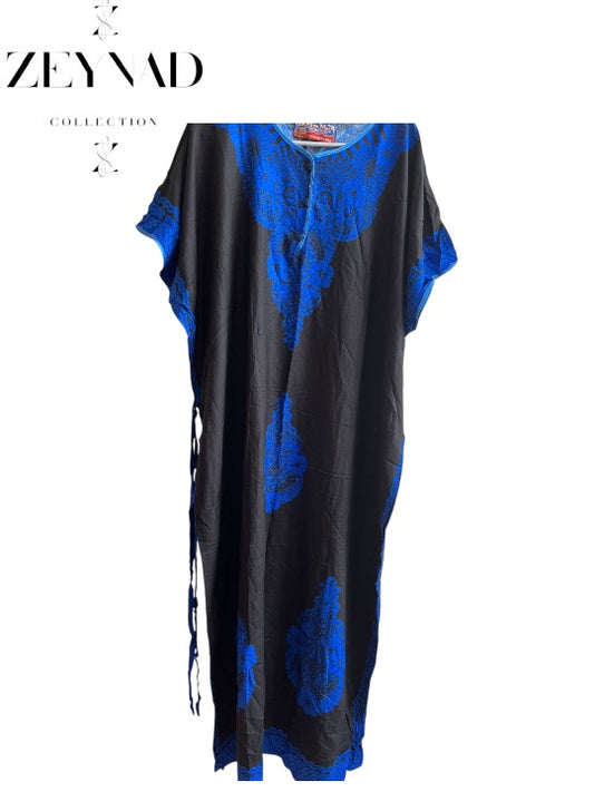 Patterned dark blue & black dress