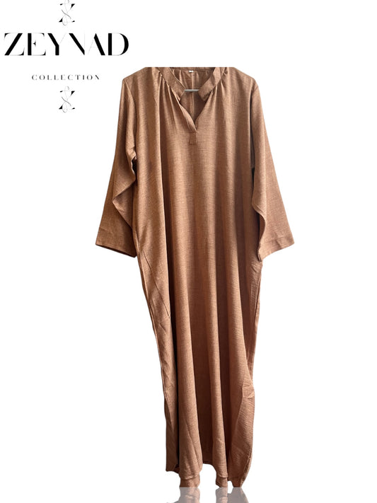 Summer Light Beige Linen Dress